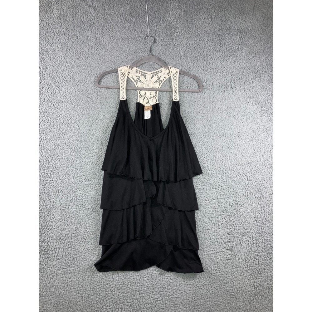 Y2K Ruffle Tiered Tank‎ Top Women 3X Crochet Lace Racerback Retro